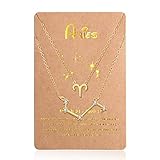 Hicarer 2 Pieces Zodiac Sign Pendant Necklaces 12 Constellation Chain Necklaces Gold Silver...