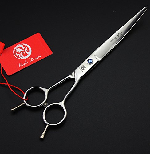 Image of Purple Dragon 8 inch 3 in 1 Professional Pet Grooming Thinning(Silver) | 2 PCS Curved Shear Includes Bag, Stainless Steel, Hair Thinning Scissor /Shear Set, Perfect for Hair Stylist or Home Use