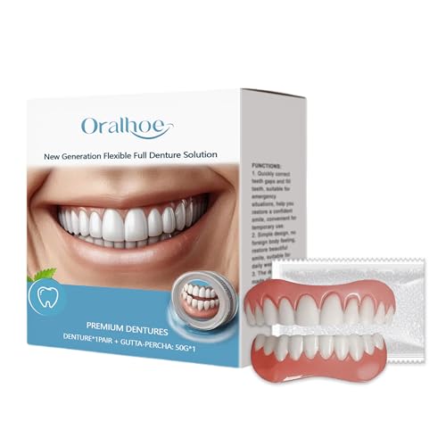 義歯修飾ブレース、シリコーン入れ歯 Silicone Reline Denture Set シリコン義歯 シリコーンそう入れ歯 着脱可能な美白付け歯【入れ歯上下 】歯がない人用入れ歯 変色しない 簡易つけば歯 ポータブル 快適なつけ心地 簡単操作再利用可能