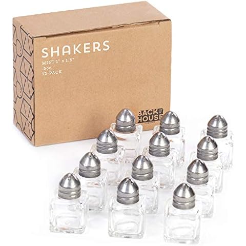 Back of House Ltd. Salt & Pepper, Spices, Seasonings Shakers - Stainless Steel & Glass Restaurant Home Kitchen - 12 Mini Cover