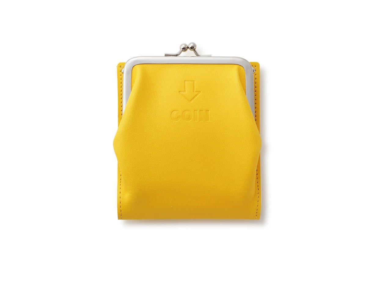 [JOLI ALL LEATHER ITEMS] 外がま口の二つ折財布2 (イエロー)