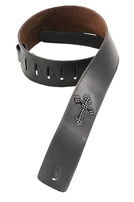 Rhinestone Cross Leather Guitar Strap