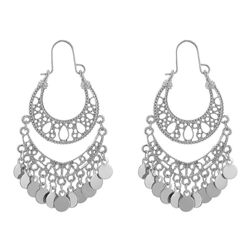 Image of Jhumkas Indian Earrings Chandelier Earrings for Women Boho Crstyal Beaded Chandelier Dangling Stud Bollywood Jewelry Gifts Party Accessories Indian Outfits for Women