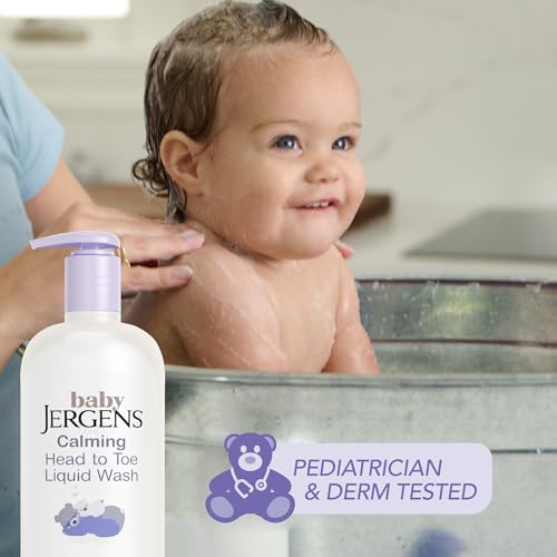 Image of Jergens Baby Calming Head-to-Toe Liquid Baby Wash & Shampoo, 20 Fl Oz | Tear-Free Formula, Shea & Lavender Oils, Dermatologist Tested, Gentle For Delicate Skin & Hair