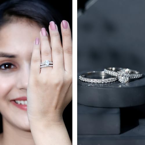 6X8 MM Oval Moissanite Solitaire Ring Set for Women, 3 Cttw, D-VS1 Quality2