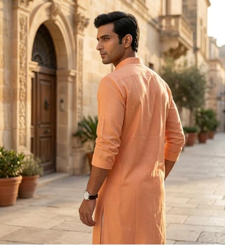 Image of Men's Traditional Ethnic Kurta Long Solid Casual