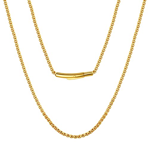 ChainsPro Collier Homme Femme Chaîne Venitienne sans Pendentif Bouton Pression Acier Inoxydable 2MM Large 40 cm Couleur Or Cover