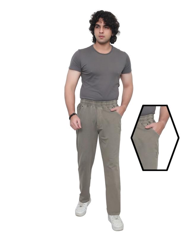 Image of Men's Premium Cotton Blend Trouser | Soft Breathable Casual Pants for Men | Regular Fit Stylish Lower for Office, Travel