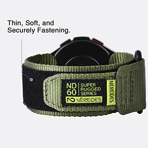 Nereides Band Compatible With Samsung Galaxy Watch 5 Pro 45Mm/4 & 5 40Mm 44Mm/ 4 Classic 42Mm 46Mm, 20Mm Rugged Nylon Woven Loop Sports Strap (L, Army Green) #TOP3