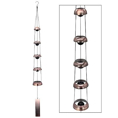 Bell Wind Chimes , Temple wind bell, Red Copper Wind Chimes with 5 Bells, Feng Shui Wind Chime for Home Yard Outdoor Decoration, A Great Memorial Wind Chime for Someone Who Loves Peace Red Copper