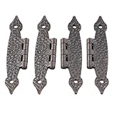4 Stück antikes schwarzes Gusseisen, H-förmige Schrankscharniere, 8,9 cm, kleine Schrank- und Türbeschläge für Vintage-Küchenschränke, Retro-Kleiderschrank, Möbel (Rotbronze)