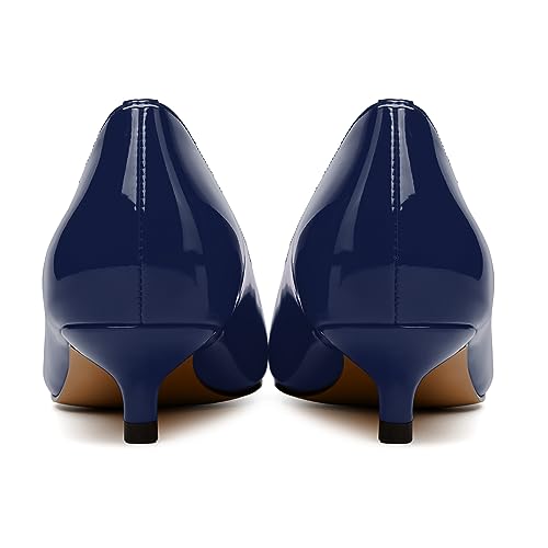 JUSTDANNI Womens Pointed Toe Slip On Patent Formal Fashion Office Kitten Low Heel Pumps Shoes 1.5 Inch4