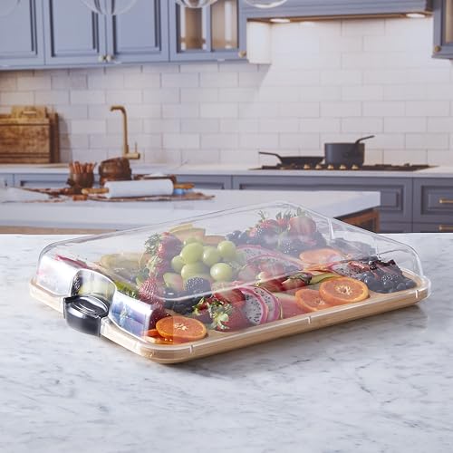 FARBERWARE Build-a-Board Cutting Board with Three Compartments and Clear Locking Lid for Charcuterie, Snacks, and More, Acacia - Image 3