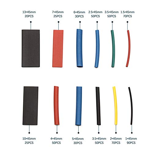 Henniu 560 peças 2:1 Kit de sortimento de tubo retrátil H-eat isolamento elétrico manga de cabo W-ra