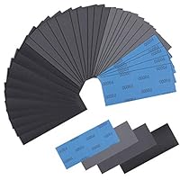 Schleifpapier Set, 36 Stück Trocken und Nass Sandpapier 120 bis 5000 Körnung Schmirgelpapier, Fein für Holz,Autolack, Metall,Stein,Glas,9 x 3,6 Zoll