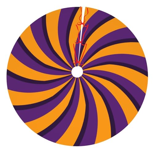 Halloween Purple Yellow Stripes 30 36 48 Inch Christmas Tree Skirt Carpet Mat Funny Party Decor Supplies for Xmas Halloween Decorations Occasion