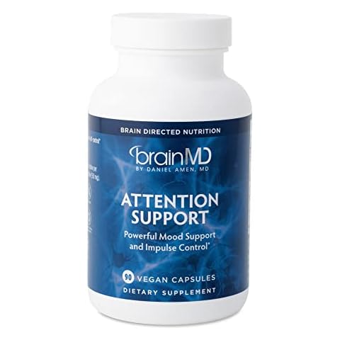 BRAINMD Dr Amen Attention Support - 90 Capsules - Promotes Mental Focus & Impulse Control - Gluten Free - 30 Servings Cover