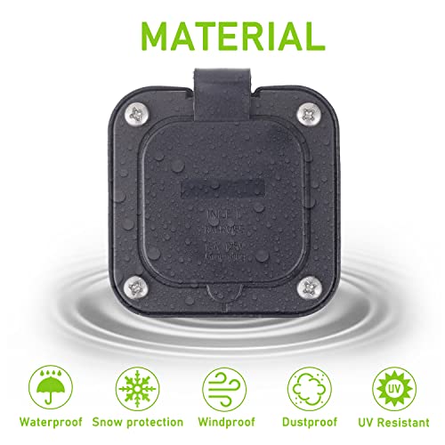 Eplzon 15 Amp 125Vac Rv Electrical Outlet Shore Power Inlet 2 Pole 3-Wire Rv Plugs Inlets Receptacles Flanged Inlet With Waterproof Cover For Marine Boat Cars Sheds Rvs #TOP2