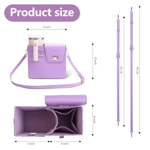 Image of Asaint Stanley Cup Purse Crossbody Bag for 40oz Tumbler with Handle, Water Bottle Purse Pocket Adjustable Strap
