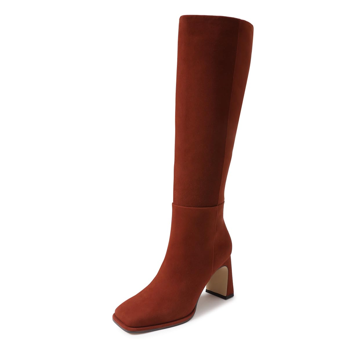 Maiyang Women Elegant Chunky Mid Heel Knee High Boots Square Closed Toe Side Zipper Riding Boots Street Fashion