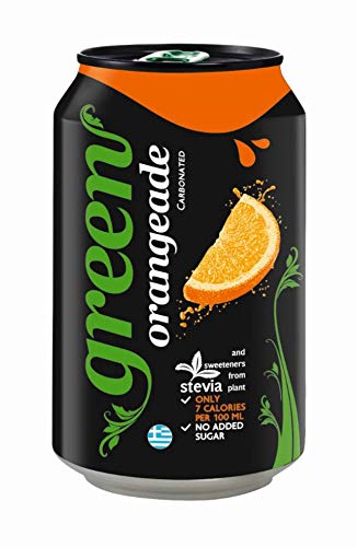 Green Cola Orangeade Cans 24 Pack, No Added Sugar Soft Drink, Low Calorie, Sparkling Natural Orange Flavour - Bulk Pack of 24 Cans x 330 ml