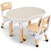 Table Enfant Avec 4 Chaises Plastique - Hauteur Réglable - Pour Garçons Et Filles Dès 2 Ans - Couleur Bois