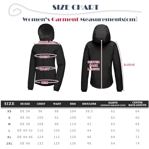 33,000ft Softshelljacke Damen Wasserdichte Atmungsaktive Warme Winterjacke Fleece Übergangsjacke Winddichte Funktionsjacke mit Kapuze Schwarz M