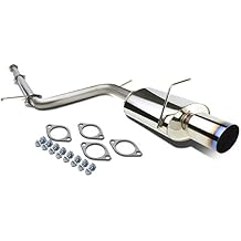 Auto Dynasty 4 Inches Burnt Muffler Tip Catback Exhaust System Compatible with 2006-2009 Mitsubishi Eclipse 2.4L l4, Stainless Steel