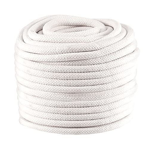 ZOENHOU 131 Feet 1/2 Inch White Braided Cotton Rope, Natural Durable Cotton Twisted Clothesline Rope for Crafting DIY Handmade Projects