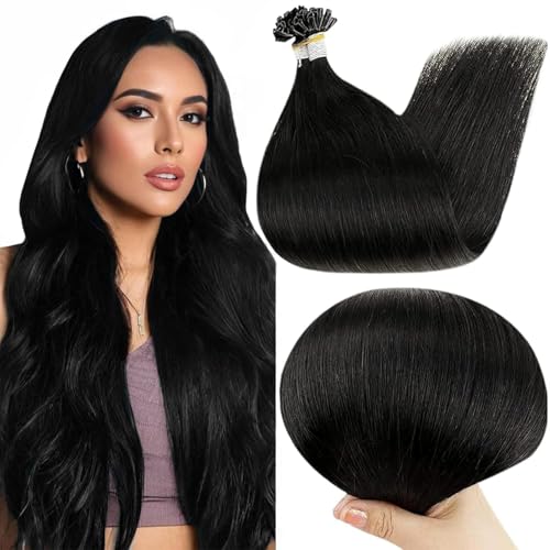 Full Shine U Tip Hair Extensions Human Hair 22 Inch Jet Black 50 Grams Keratin Hair Extensions Real Human Hair for Women Fusion Extensions Long Straight Hair add Length