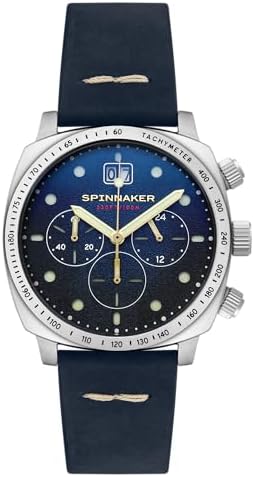 Spinnaker Men's 42mm Hull Chronograph Meca-Quartz Watch with Genuine Leather Strap SP-5068