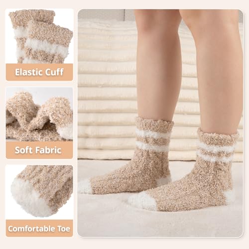 Image of Fuzzy Socks for Women Cozy Fluffy Soft Warm Comfy Winter Slipper Socks 5 Pairs