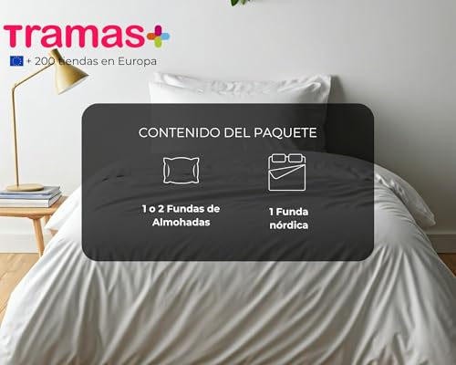 Miniatura 4 de Tramas Funda Nórdica 100 Algodón, Cama 90, Funda Edredón De 150x220cm Y 1 Funda De Almohada 110x45cm, Certificado Oeko Tex - Blanco