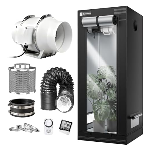 Cannobox Growzelt Komplettset mit Growzelt 80x80x180 cm und Rohrventilator 100mm Set Belüftungssystem Aktivkohlefilter Transparente Schicht Design Indoor Grow Zelt Komplett Set für Hydrokulturen