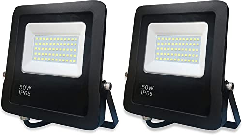 CLAR - Foco LED Exterior 50W, Foco LED interior, Proyector LED o Focos, Luz exterior led Jardín, Blanco Cálido 3000ºK (Pack 2)