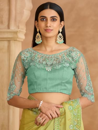 Image of AKHILAM Women's Satin Sequence Embroidery Saree With Unstitched Blouse Piece(SNDLWOD1601 TFH Parent)