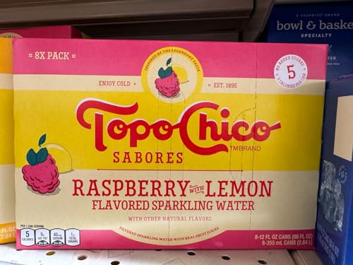 Topo Chico Sabores, 12oz Cans, Pack of 8 (Raspberry Lemon)