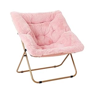 Tiita Comfy Saucer Chair, Soft Faux Fur Oversized Folding Accent Chair, Lounge Lazy Metal Frame Moon Soft for Kids Teens Adults, Bedroom, Living Room, Dorm Rooms