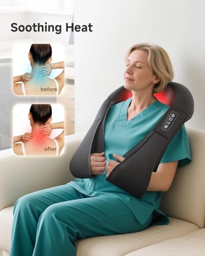Image of Snailax Shiatsu Back Neck Massager with Heat, Neck Shoulder Massager, Deep Kneading Massager Gifts for Mom, Dad, Mothers Day,Gifts Presents for Her,Him