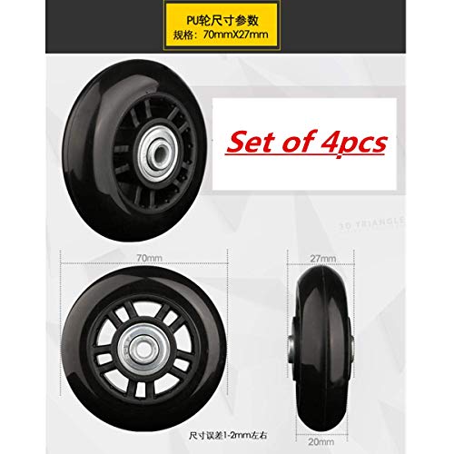 Luggage Wheels Replacement, (Set of 4) 70x27mm Back Mute Rubber Repair Replacement Luggage Wheel Suitcase Wheels Parts Spinner, Black2