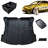 DEDC 4PCS Tesla Model 3 Cargo Liner Rear Trunk Mat All-Weather Mat+Rear Trunk Organizer Side Divider+Rear Trunk Well Storage Liner+Folding Organizer,Tesla Model 3 Accessories 2021-2024