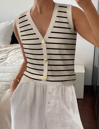 Zeagoo Womens Sweater Vest V Neck Button Down Shirts Trendy Knit Sleeveless Cardigan Top Shirt S-XXL2