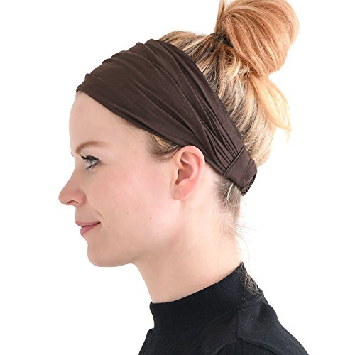 CHARM Hombre Cinta De Correr - Bandana Pelo Pañuelos Diadema Mujer Elastica Marrón M