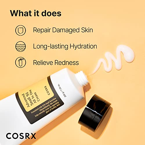 Cosrx Snail Mucin 92% Repair Cream 7.05 Oz, Daily Face Gel Moisturizer For Dry Skin, Acne-Prone, Sensitive Skin, Not Tested On Animals, No Parabens, No Sulfates, No Phthalates, Korean Skincare (Big, 7.05 Oz) #TOP2