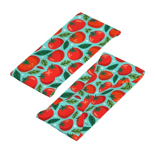 Boys Girls Sports Sweatbands, Multipurpose Long Head Band for Yoga Fitness Shower, Fashion Red Tomato Art Headwear Head Decor4