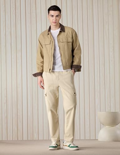 Image of Amazon Brand - Symbol Men Relaxed Fit Cargo Trouser (Semi Elasticated Waistband | 100% Cotton | Pants)