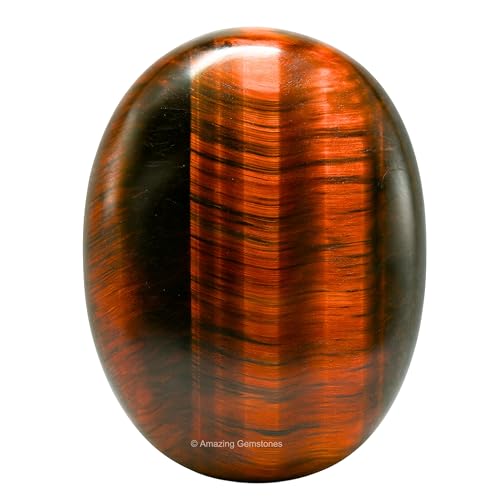 Image of Amazing Gemstone Red Tiger Eye Crystals and Healing Stones - Large Palm Stone Crystals Piedra - Crystal for Good Luck, Balanced Positive Energy, Meditation - Unique Stocking Stuffers, Gifts for Women