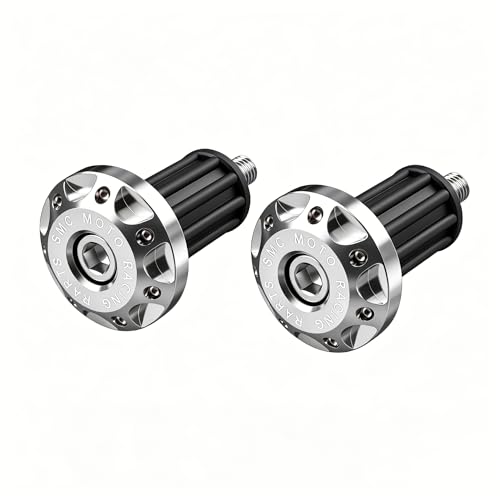 Fiknonk 2 PCS Motorcycle Bar End Plug, Aluminum Alloy Handlebar End Caps, Shockproof Expanding Locking Bar Ends for Electric Scooter Off-road Motorcycles, Universal for Most Cars (Silver)