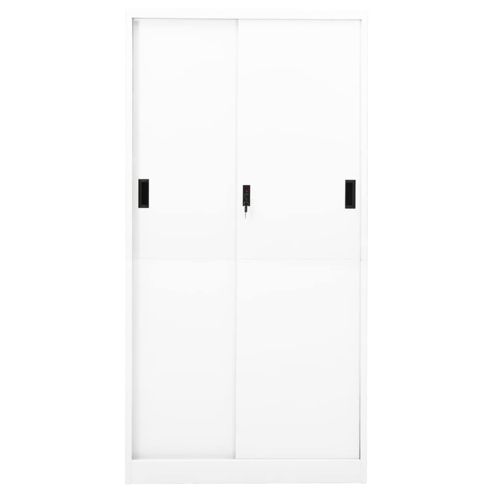 MOONAIRY Armario de Oficina Puerta corredera, Armario Metalico, Mueble Archivador, Armarios para Trasteros, Archivador Metalico, Acero Blanco 90x40x180 cm
