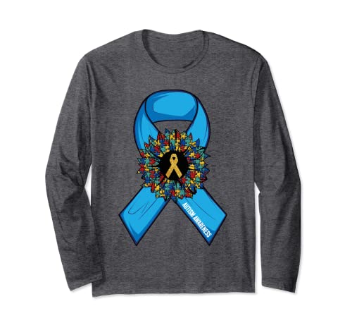 Blue Ribbon Autism En abril llevamos ropa azul para concientizar sobre el autismo Manga Larga